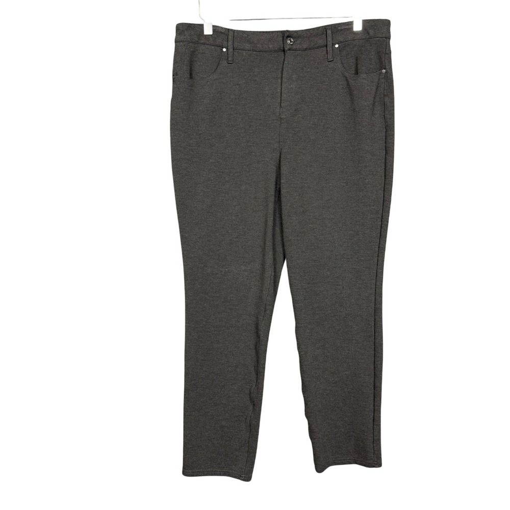 Chicos Pants 2S Womens 12S Short Petite Gray Ponte Knit Career High Rise Stretch